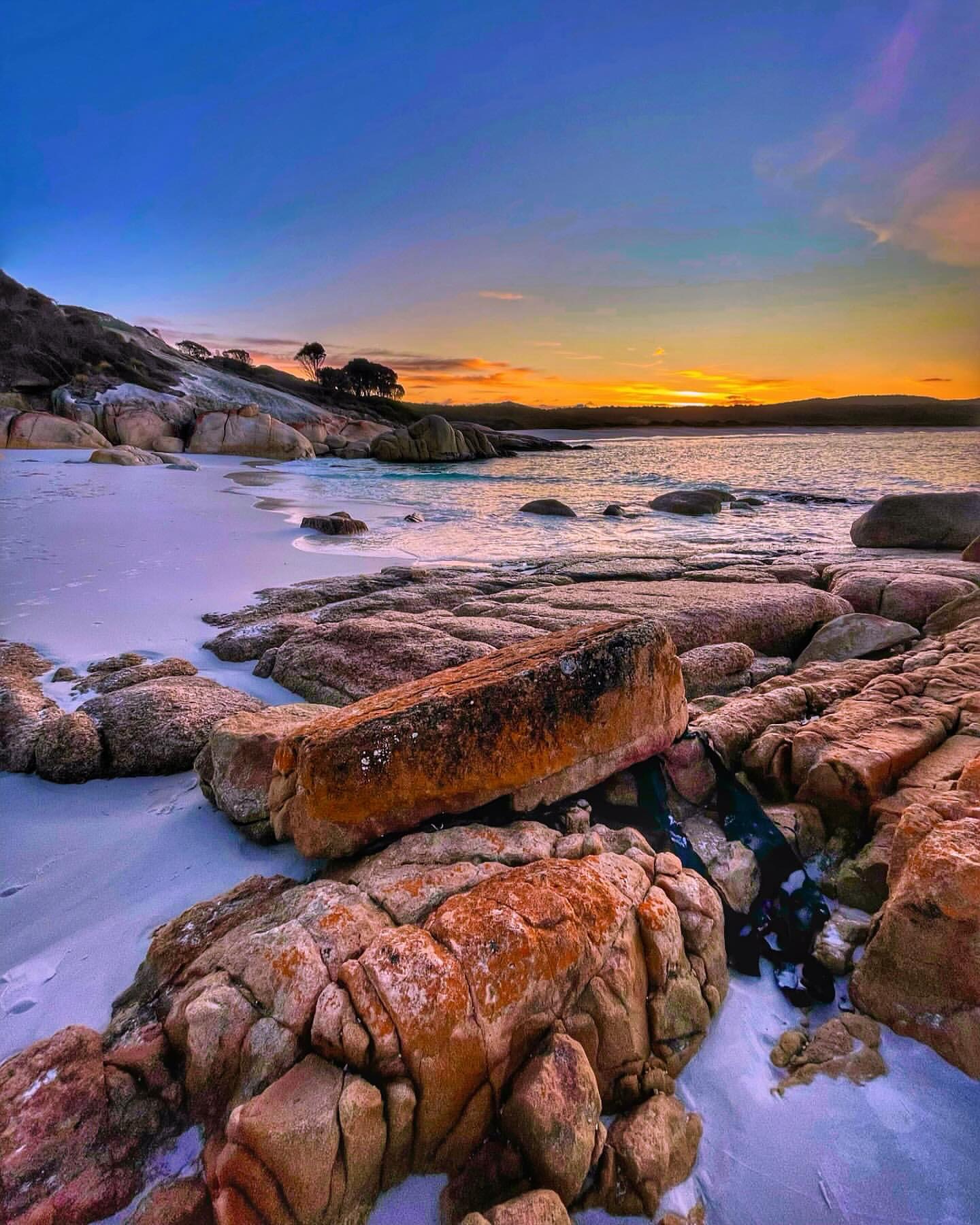 Bay of Fires coastline at golden hour