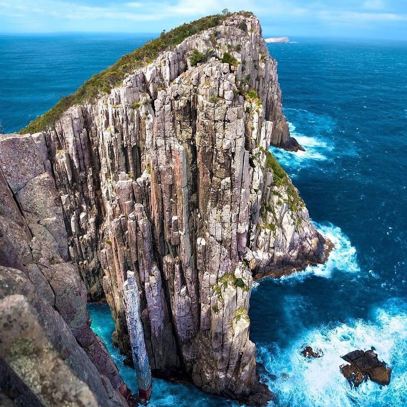 Dolerite cliffs and the Totem Pole at Cape Hauy on the Tasman Peninsula