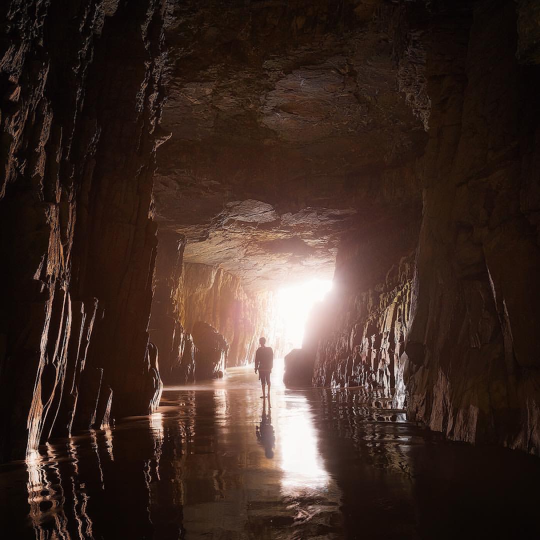 Light entering Remarkable Cave on the Tasman Peninsula