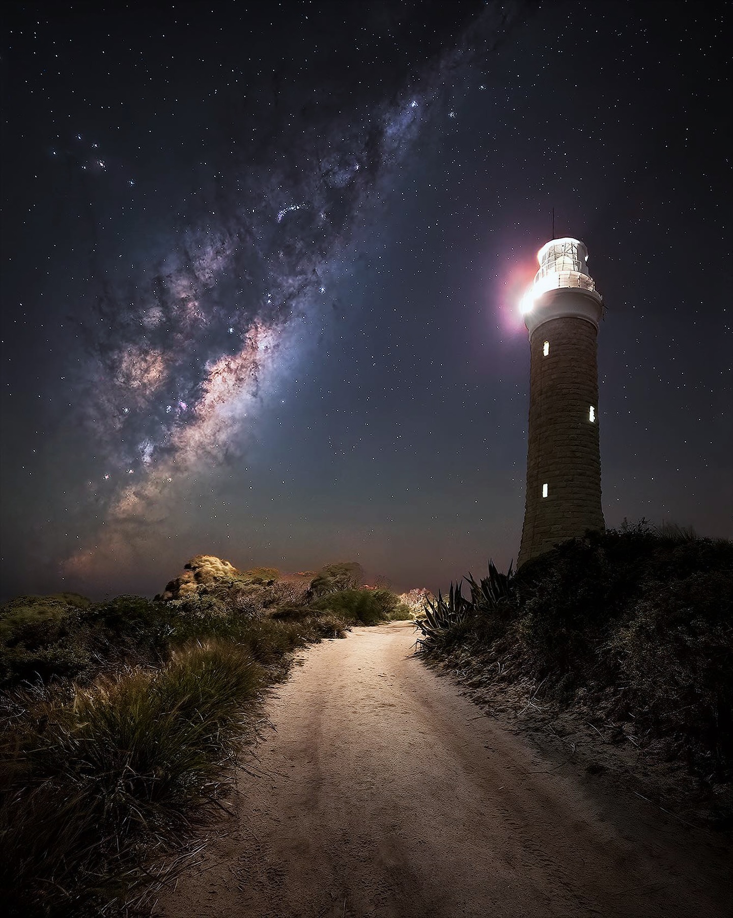 Eddystone Point Lighthouse beneath the Milky Way on Tasmania's north-east coast
