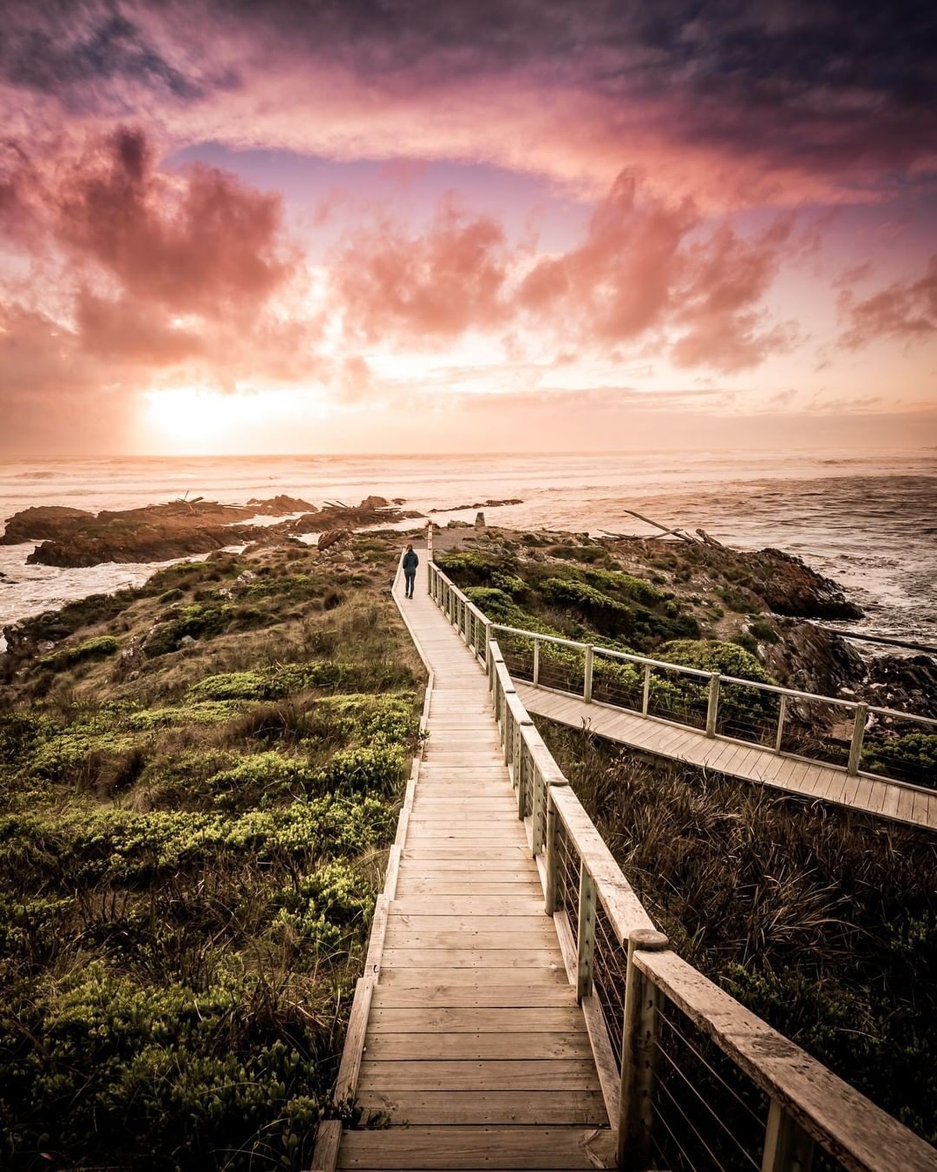 Boardwalk to the Edge of the World on Tasmania's far north-west coast at sunset