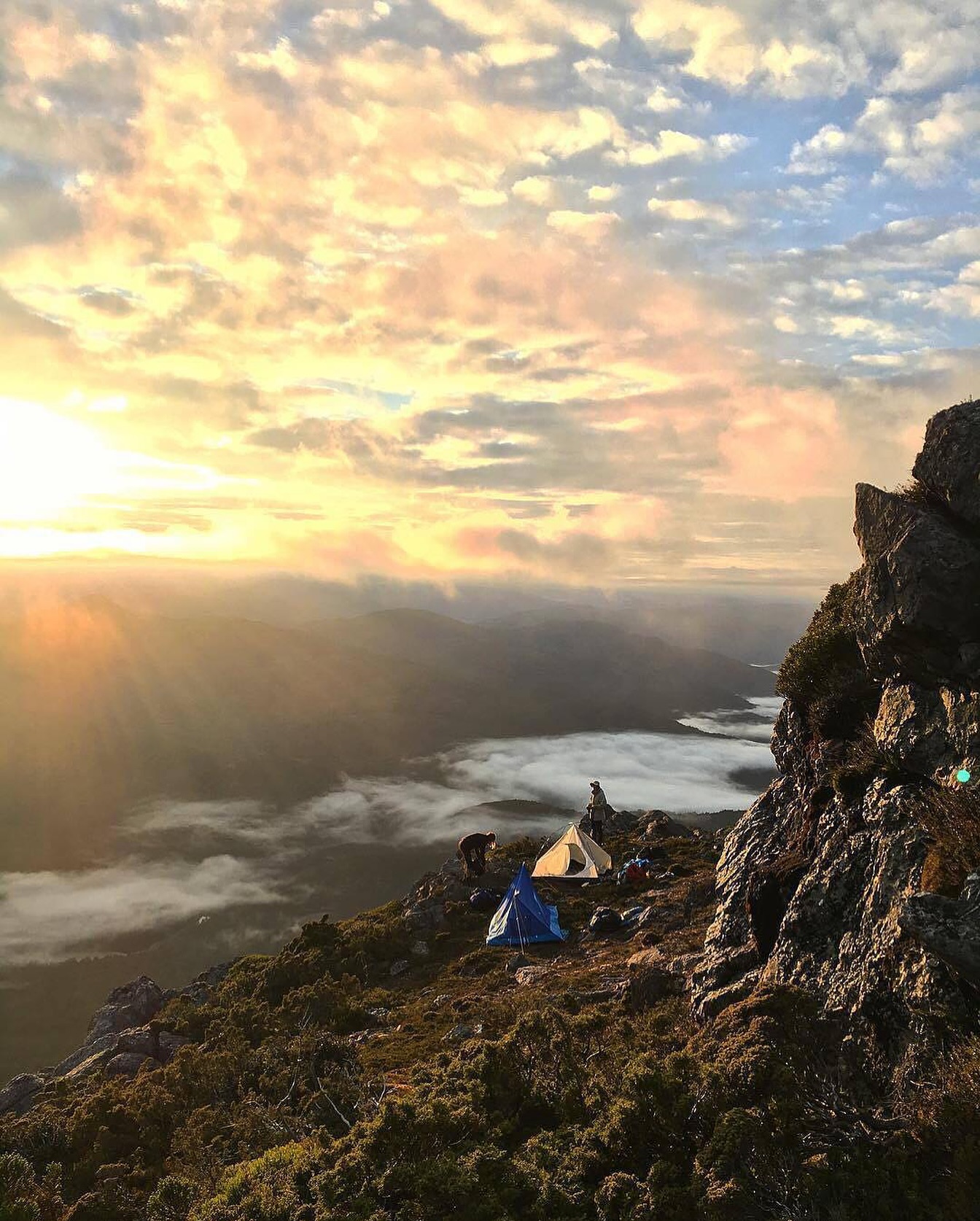 Cloud and sunrise over the summit ridge of Mount Murchison