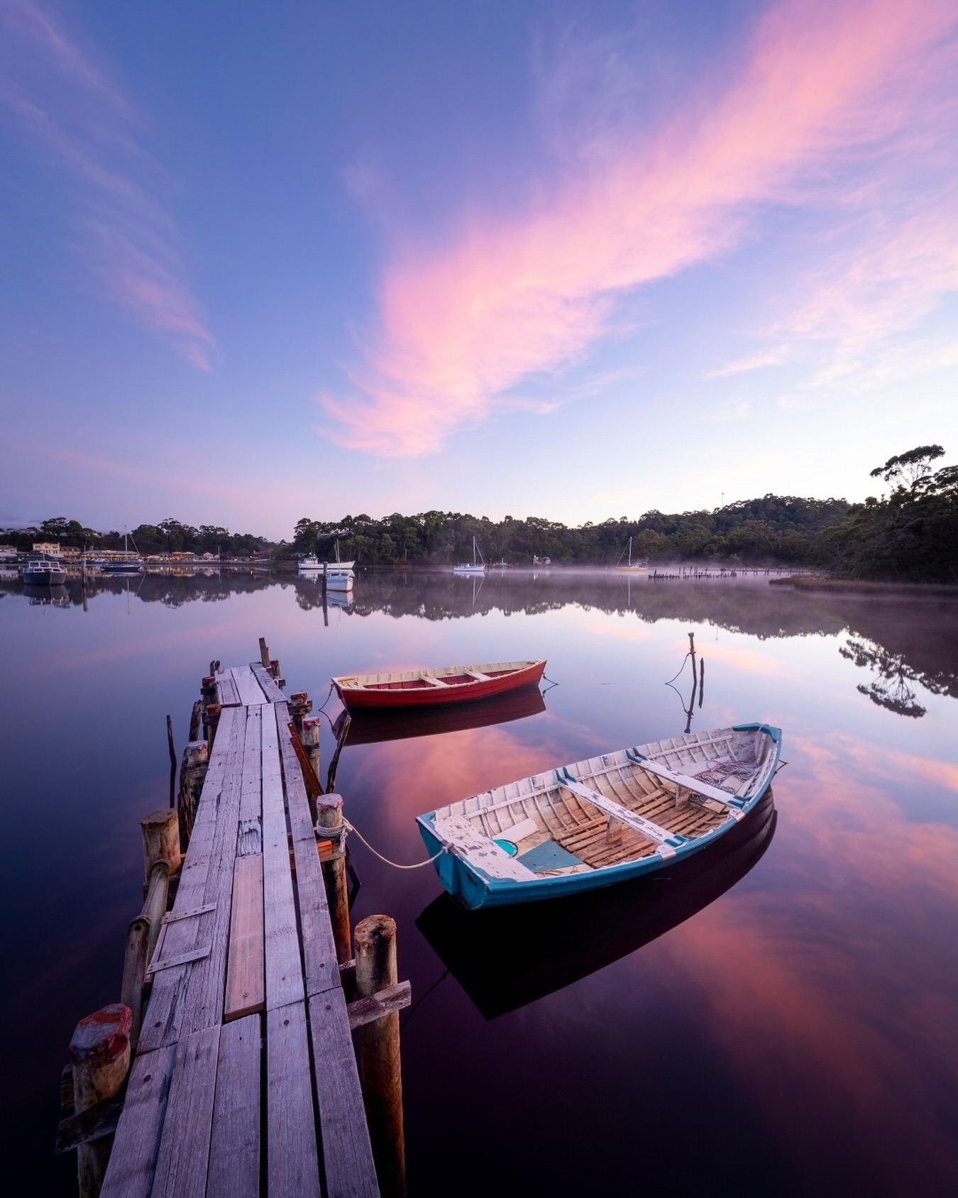 Long Bay at Strahan on Macquarie Harbour at sunrise